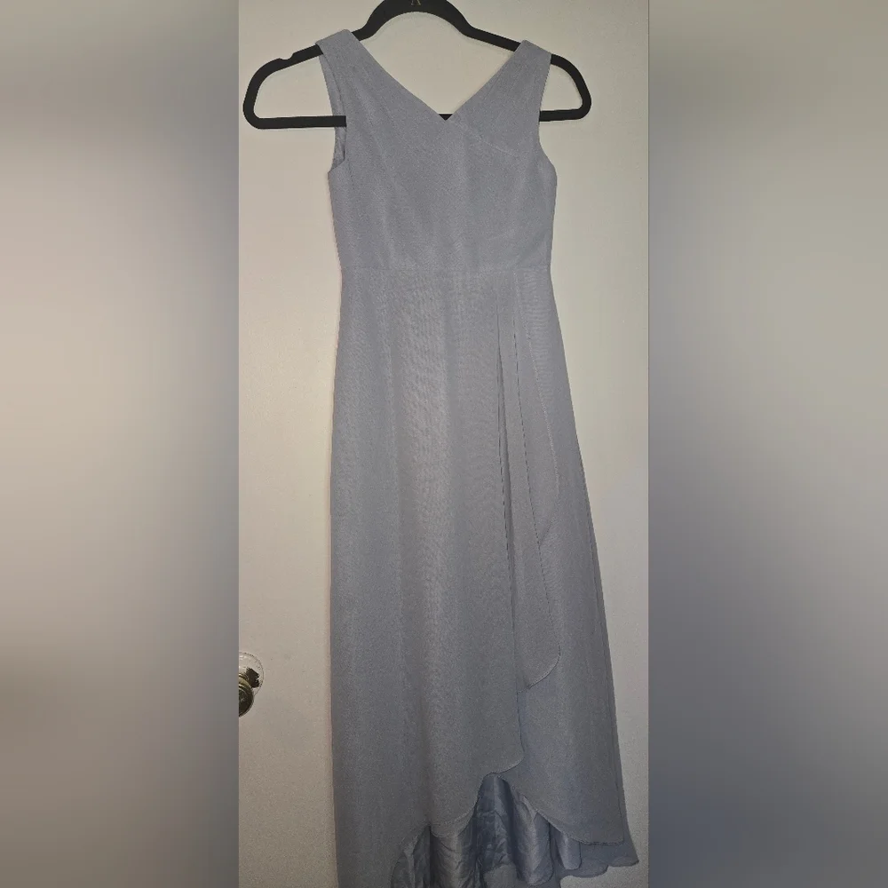 Azazie V-Neck Dress in Light Blue (2b) - Picture 4 of 9